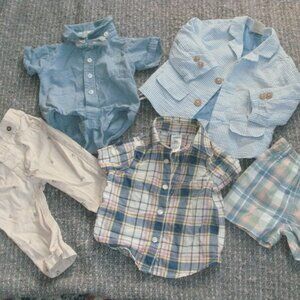 Preppy Clothes ~ Chambray Plaid Shirt ~ Shorts ~ Seersucker Blazer ~ Khakis 3/6M
